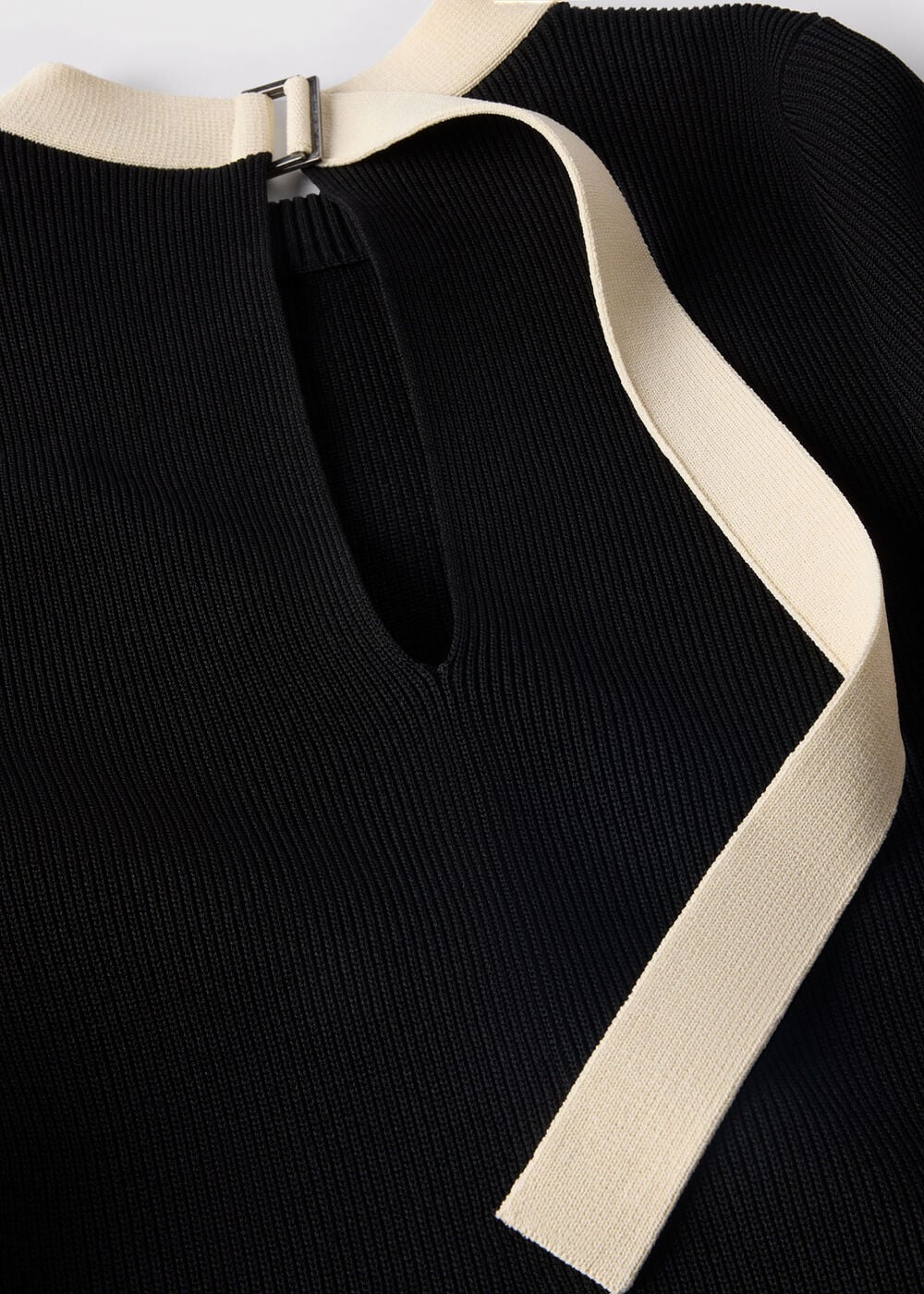 Black Tie Back Rib Knit Top