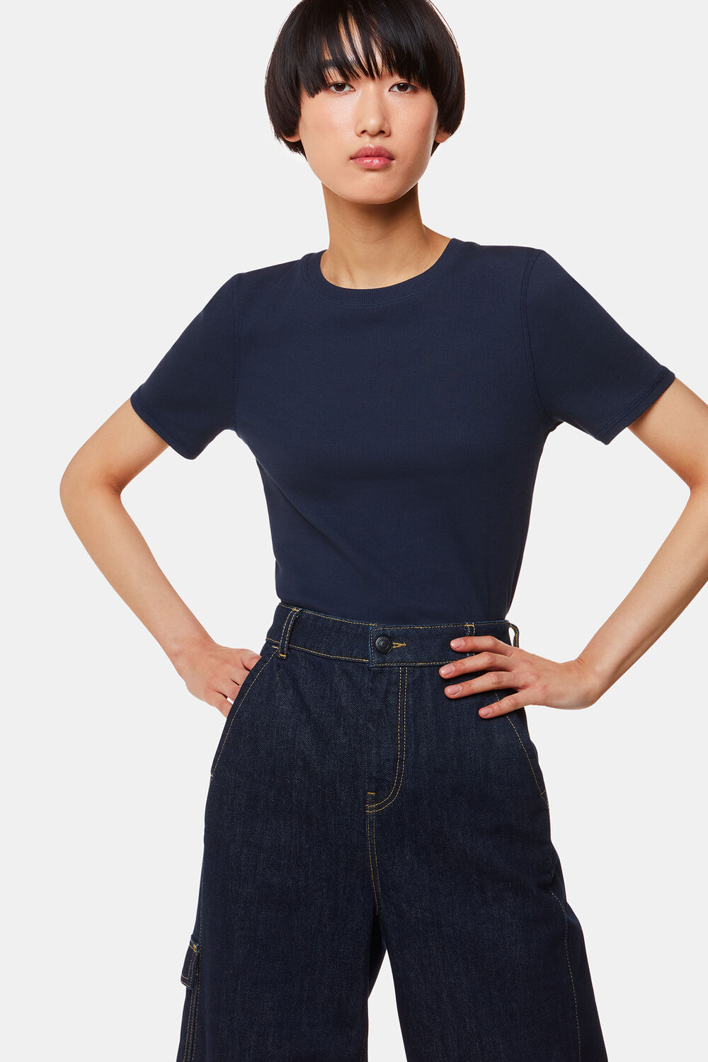Navy Ultimate Rib Crew Neck T-Shirt