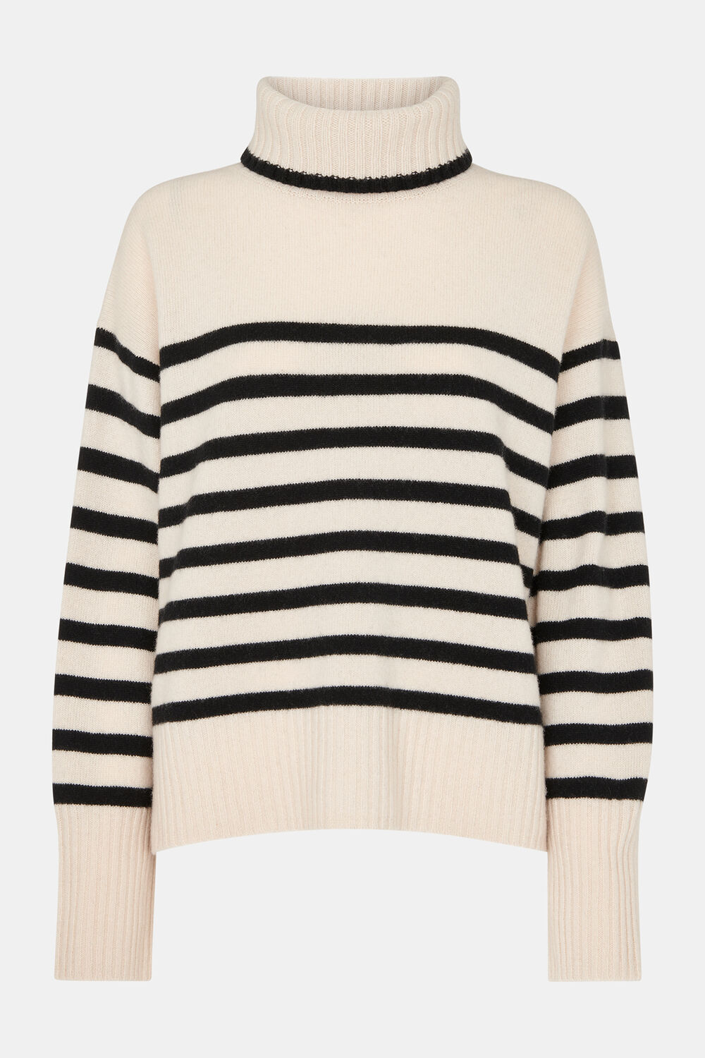 Petite Stripe Wool Turtleneck Sweater
