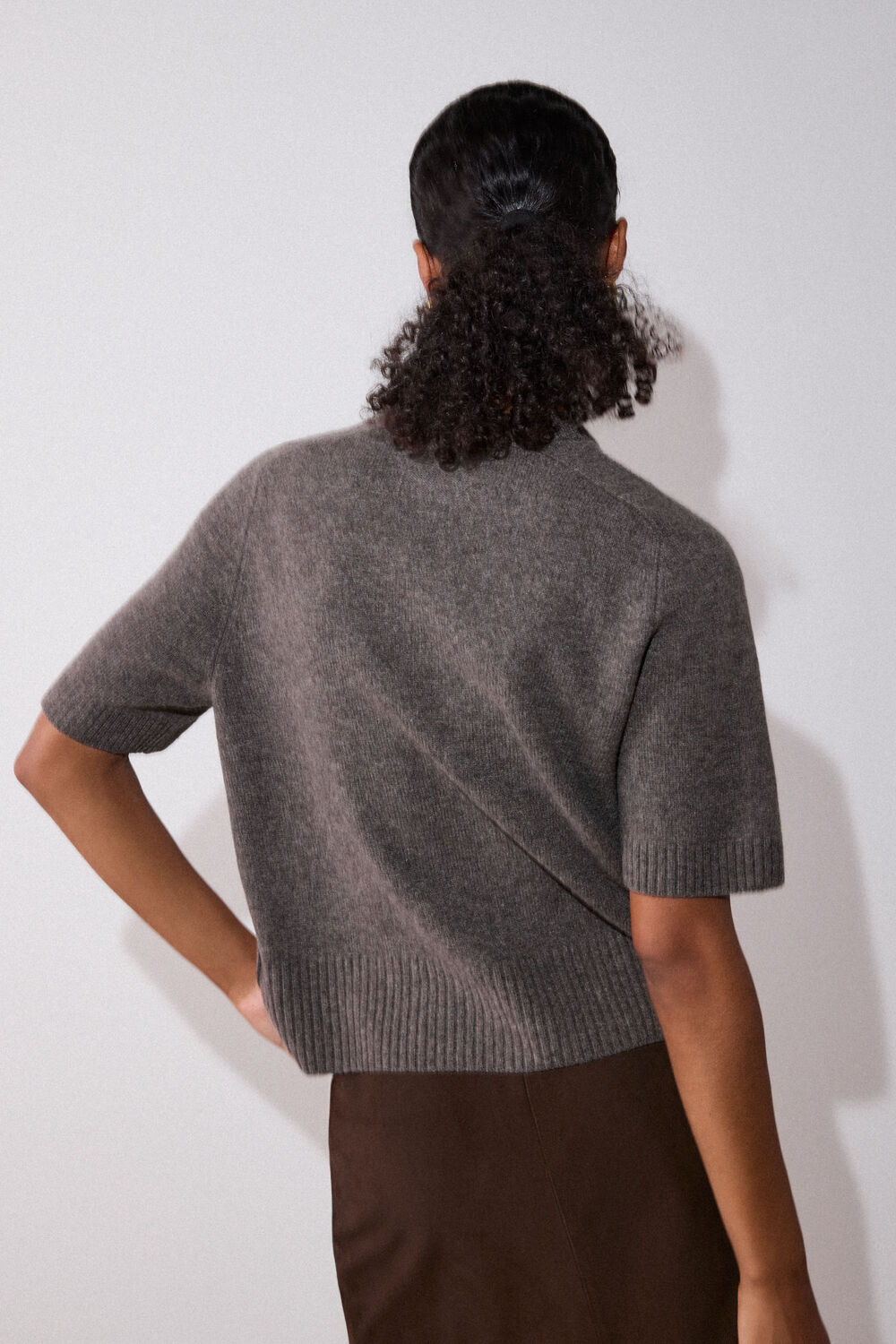 Neutral Wool Knitted Tee