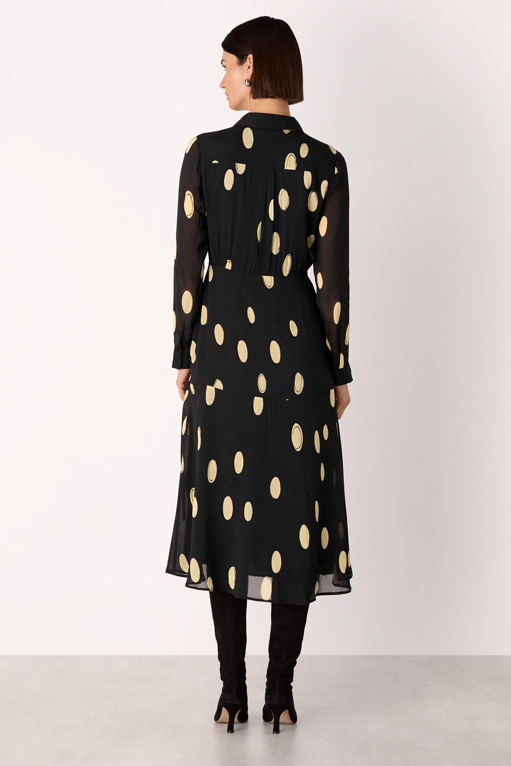 Black Abstract Spot Shirt Dress