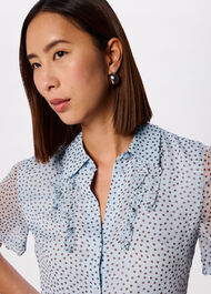Polka Dot Sheer Sleeve Shirt