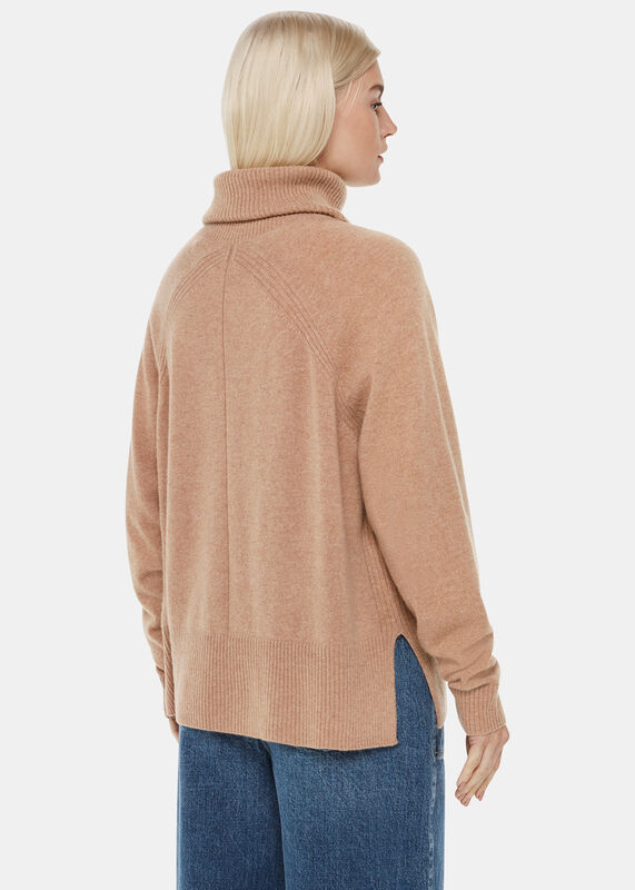 Camel Petite Cashmere Turtleneck Sweater