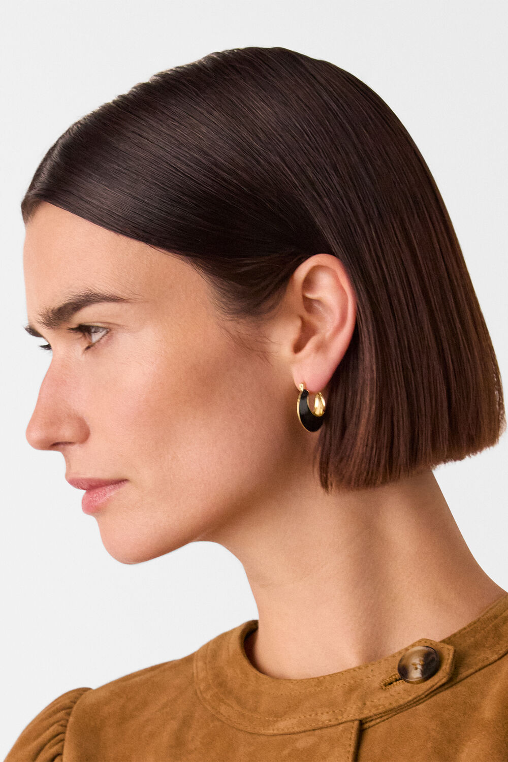 Black Enamel Curved Earring