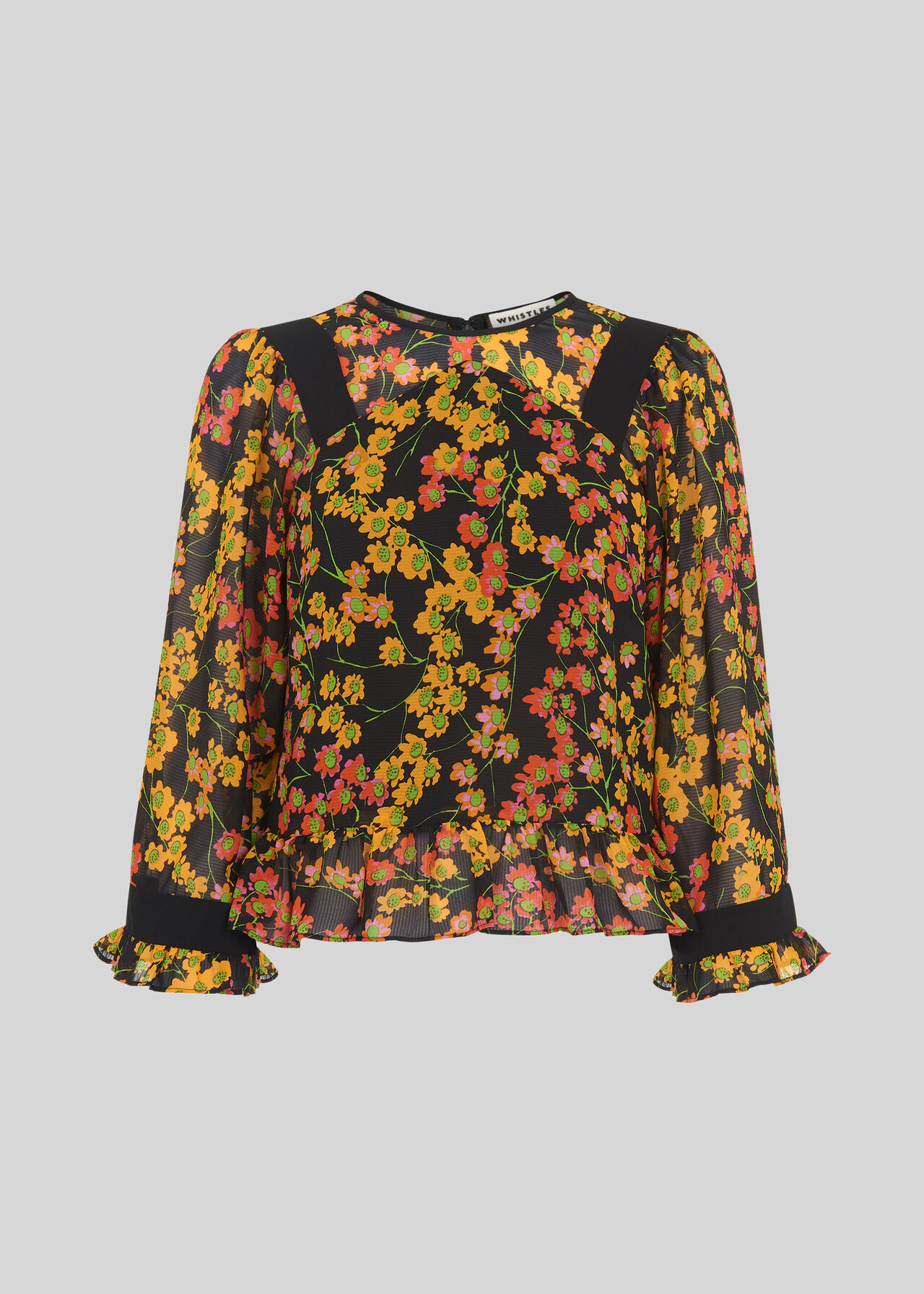 Multicolour Daisy Print Fluted Top | WHISTLES