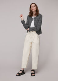 Tweed Collarless Jersey Jacket