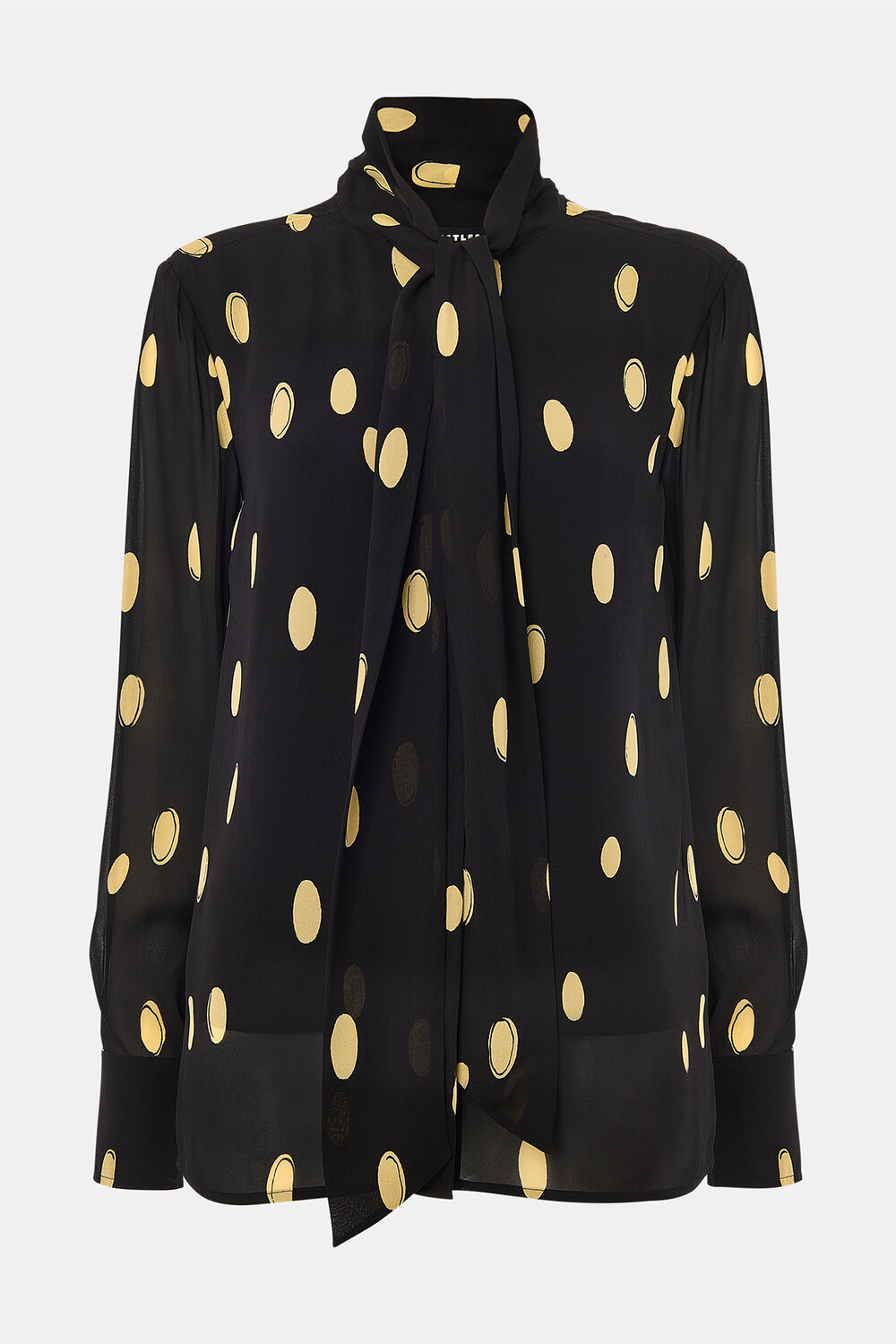 Abstract Spot Tie Neck Blouse