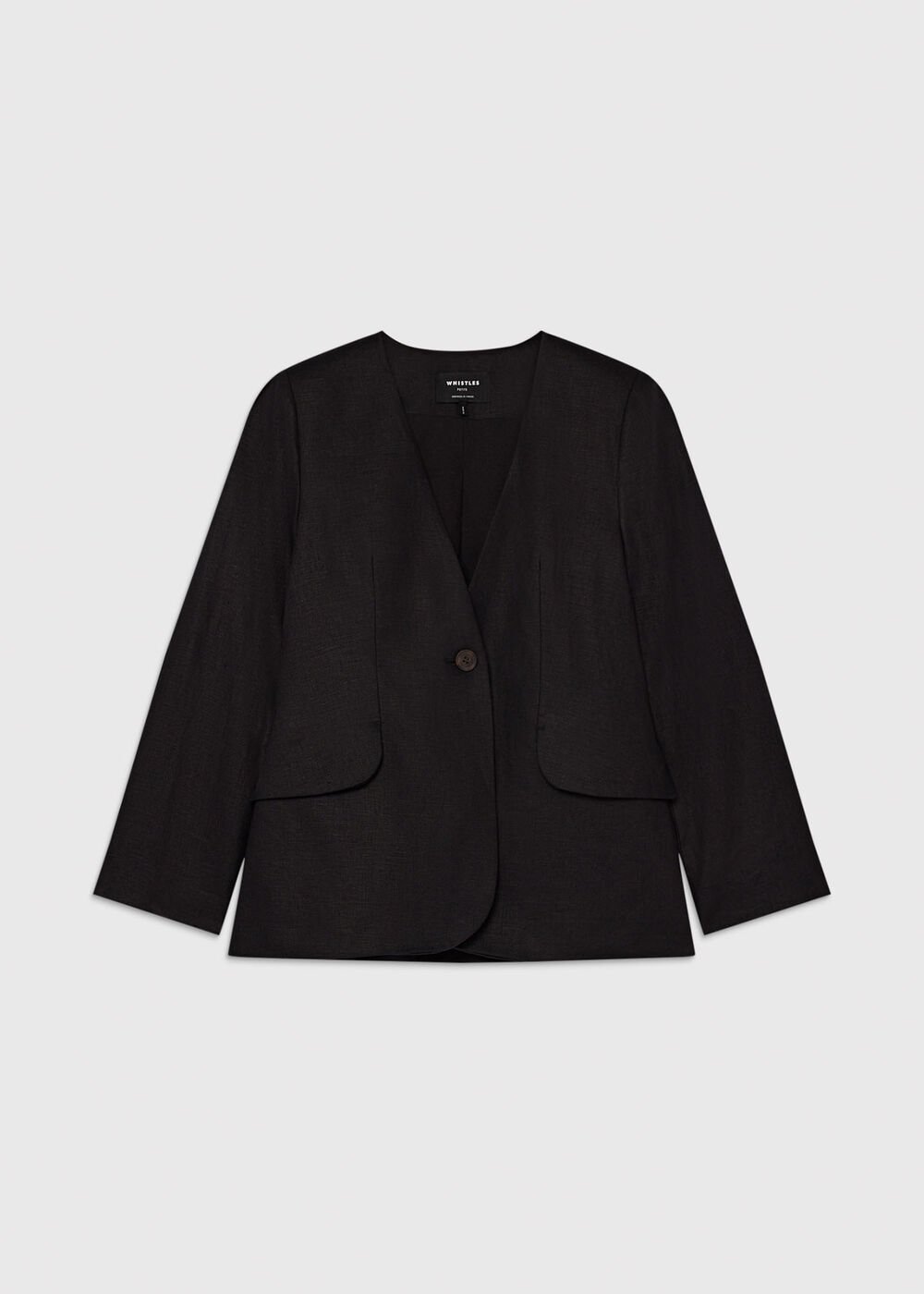 Petite Collarless Linen Blazer