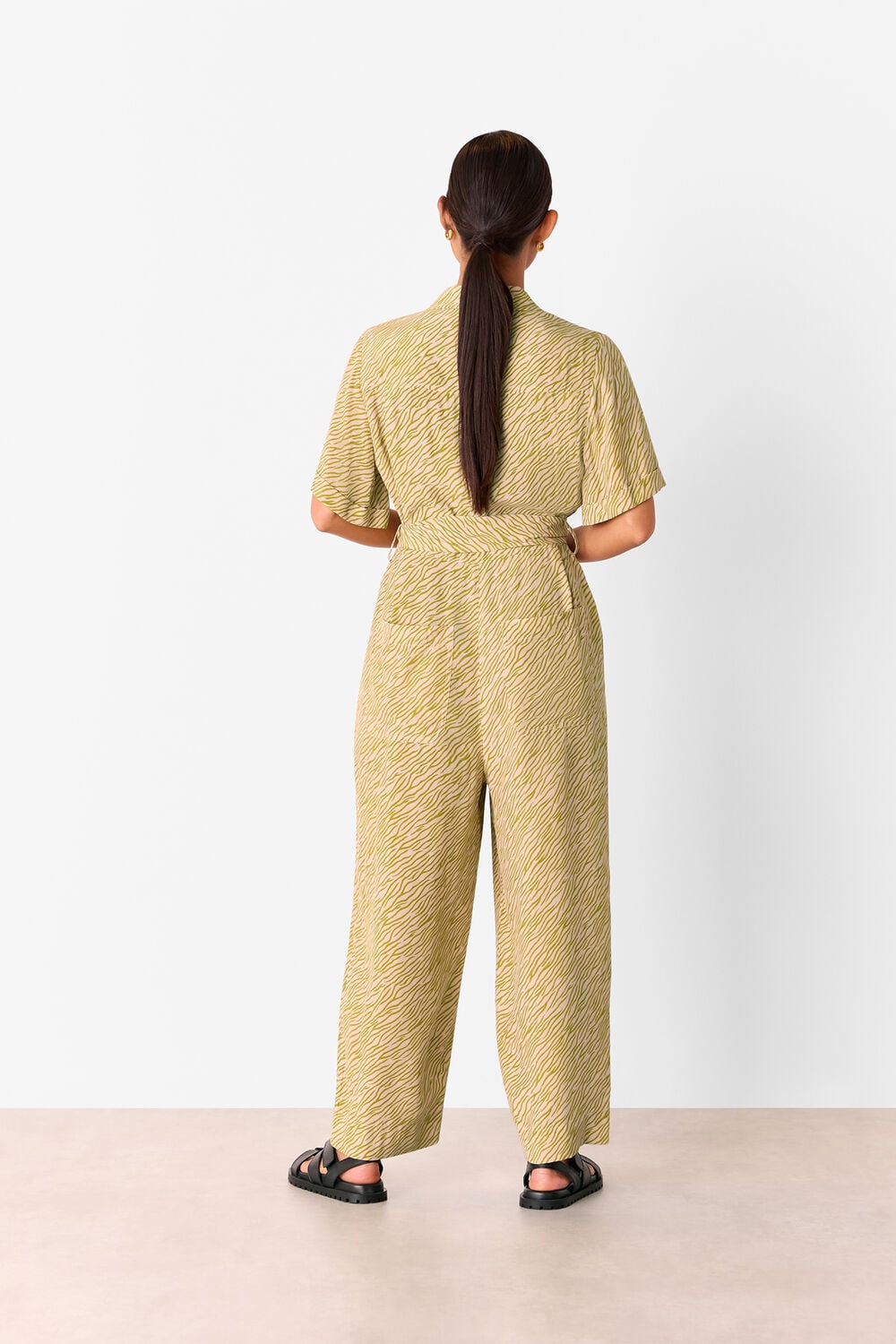 Green Petite Kelly Tiger Flame Jumpsuit