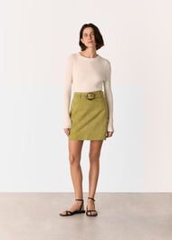 Suede Belted Mini Skirt