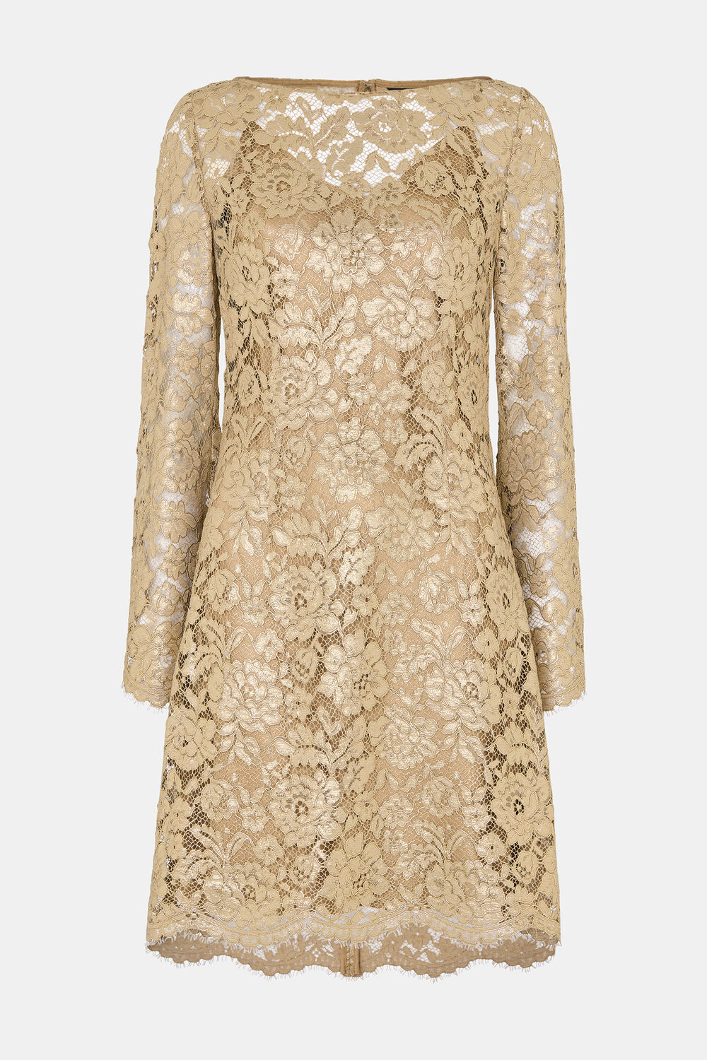 Gold Metallic Lace Mini Dress