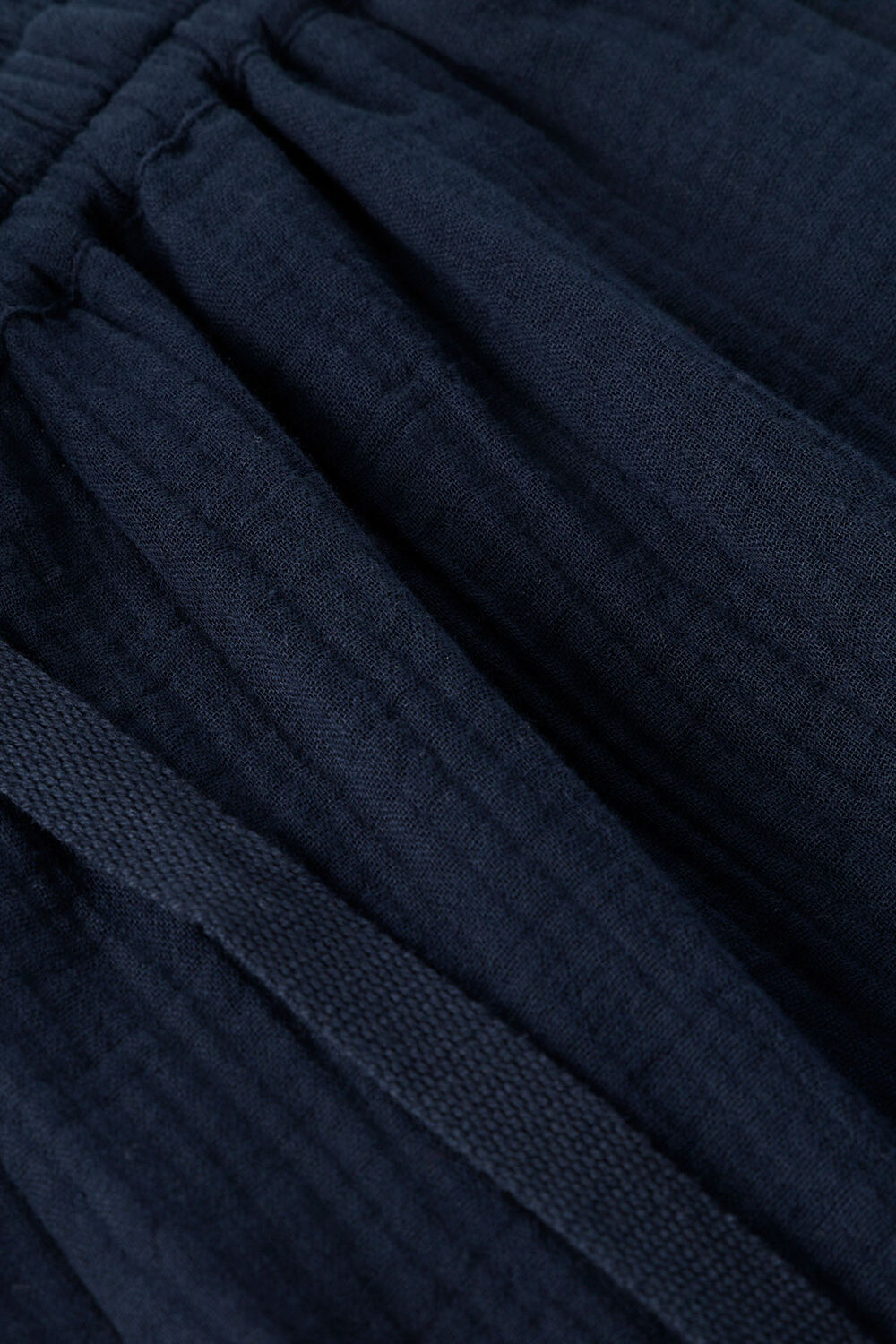 Navy Wide Crop Cheesecloth Trouser