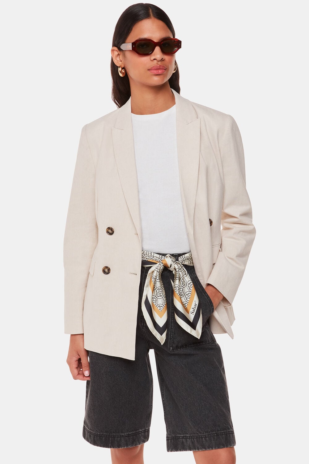 Sahar S Monogram Silk Scarf