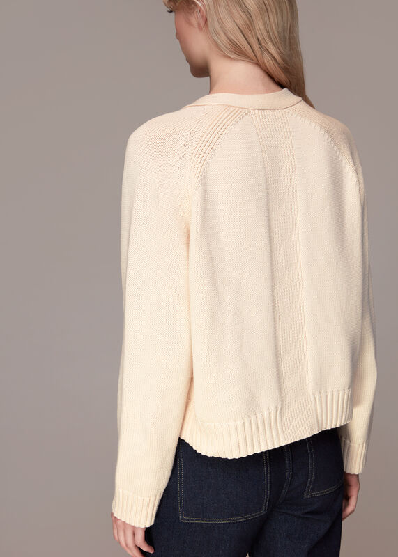 Ivory Karine Rib Detail Cardigan