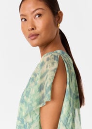 Petite Dashed Brush Marks Midi Dress