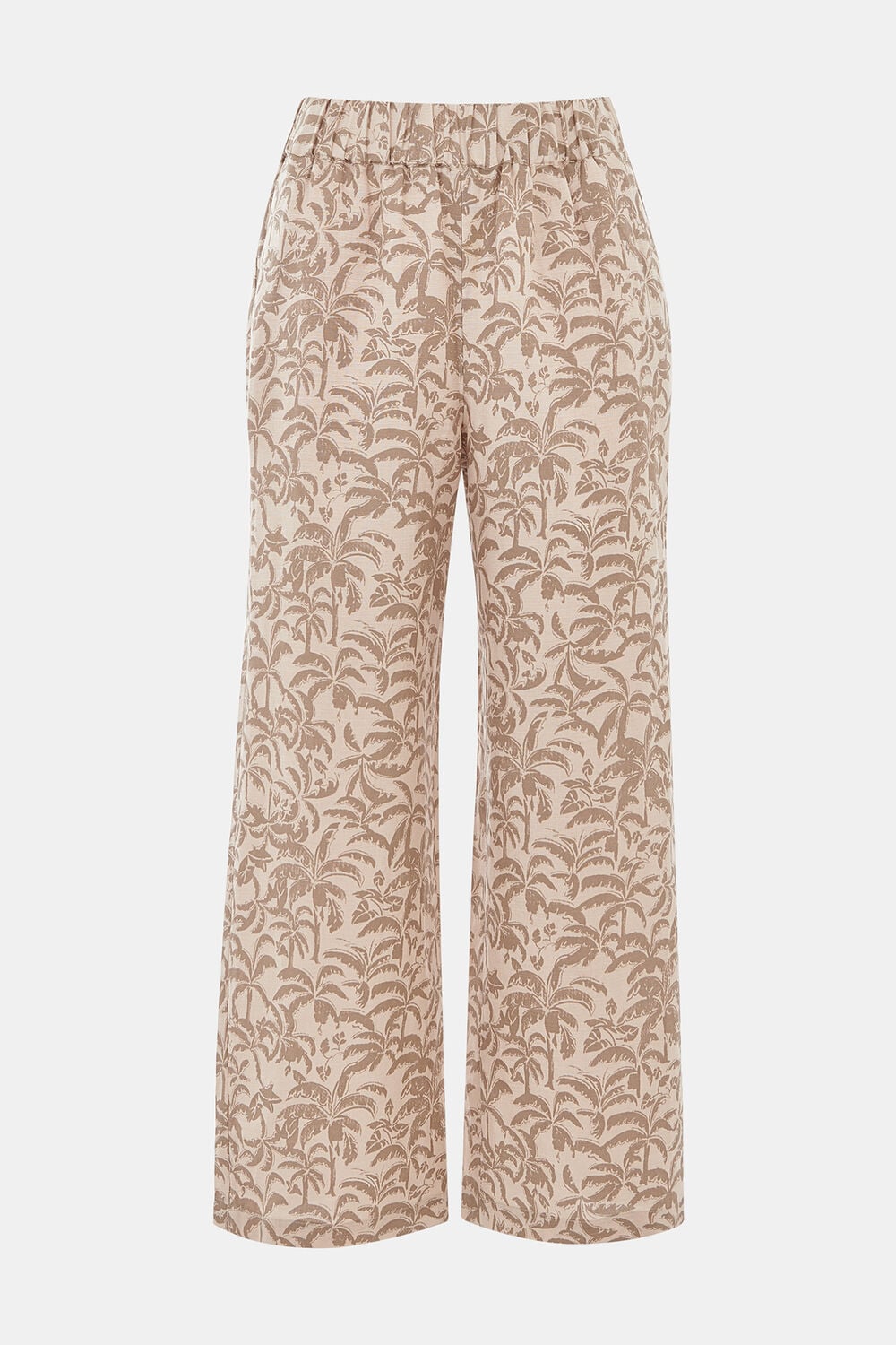Palm Print Linen Blend Trouser