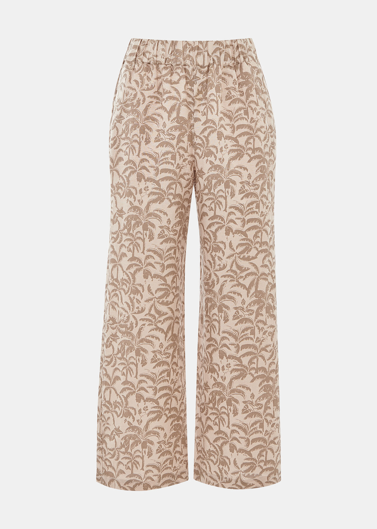 Palm Print Linen Blend Trouser