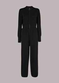 Zip Front Knit Jumpsuit