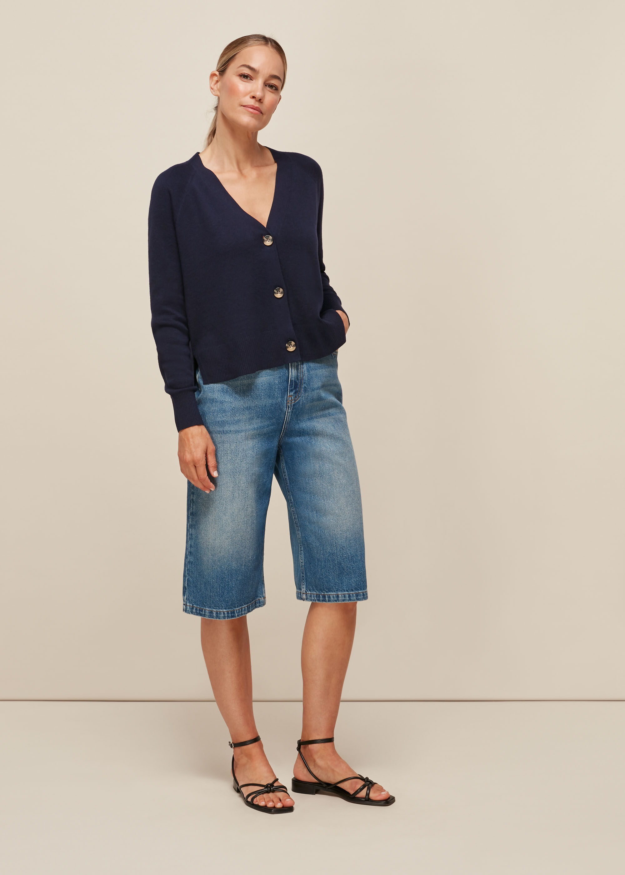 Navy button cardigan clearance