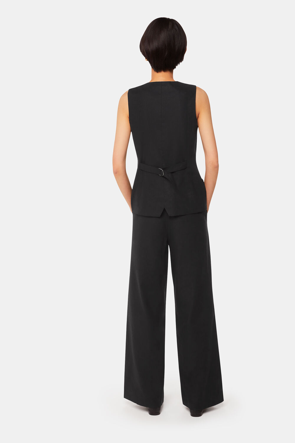 Black Lindsey Linen Blend Pants&nbsp;