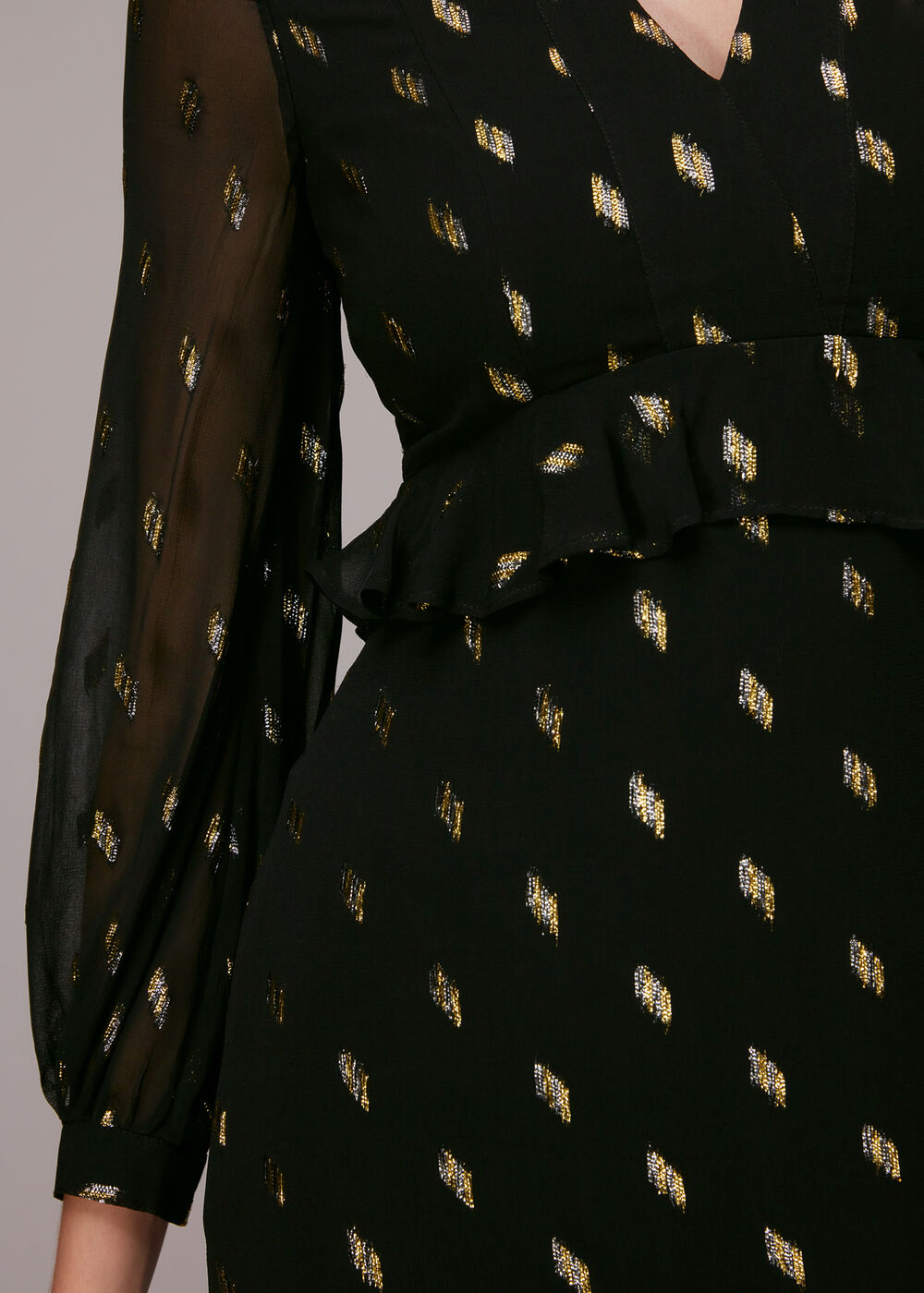 Dobby Metallic Midi Dress
