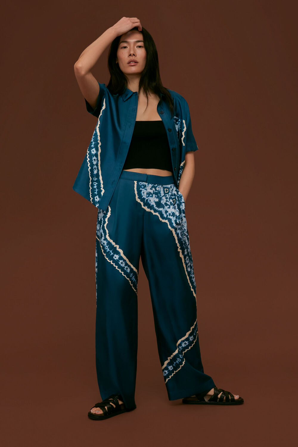 Blue Silk Tie Dye Pants&nbsp;