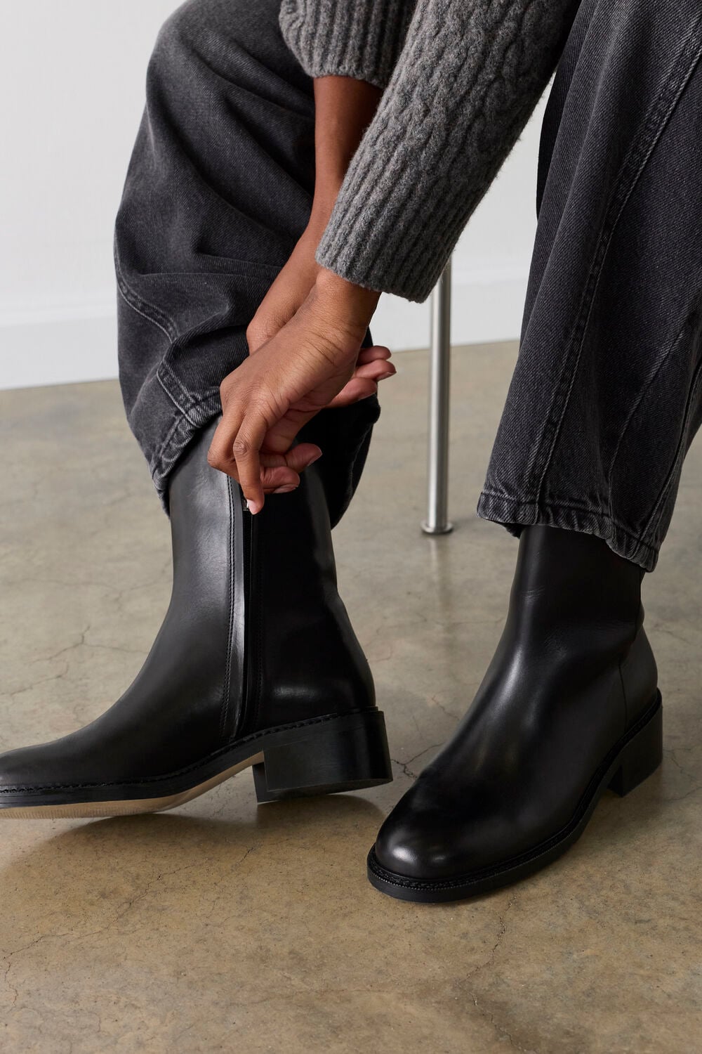 Black Clean Leather Chelsea Boot