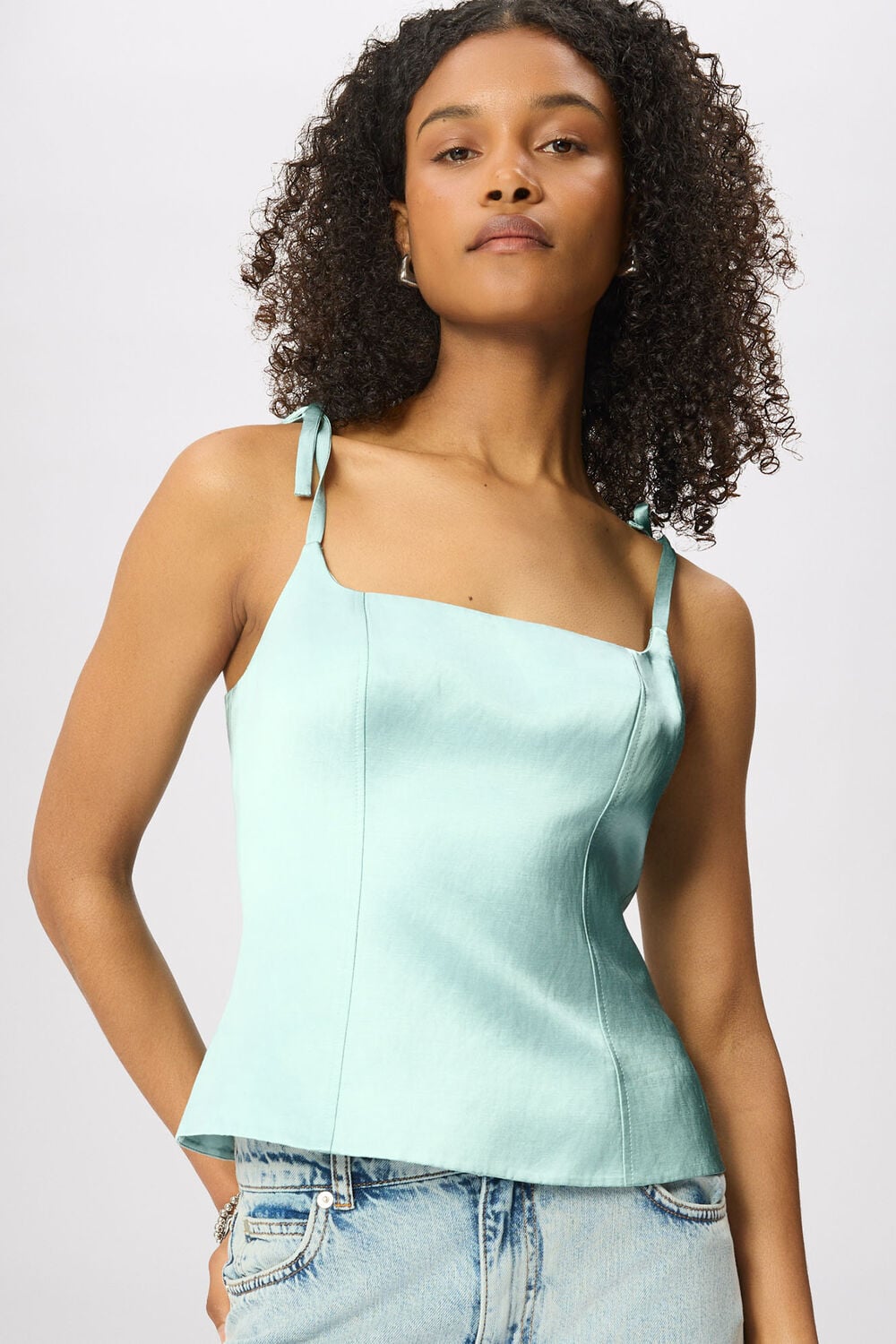 Pale Blue Satin Cami Top