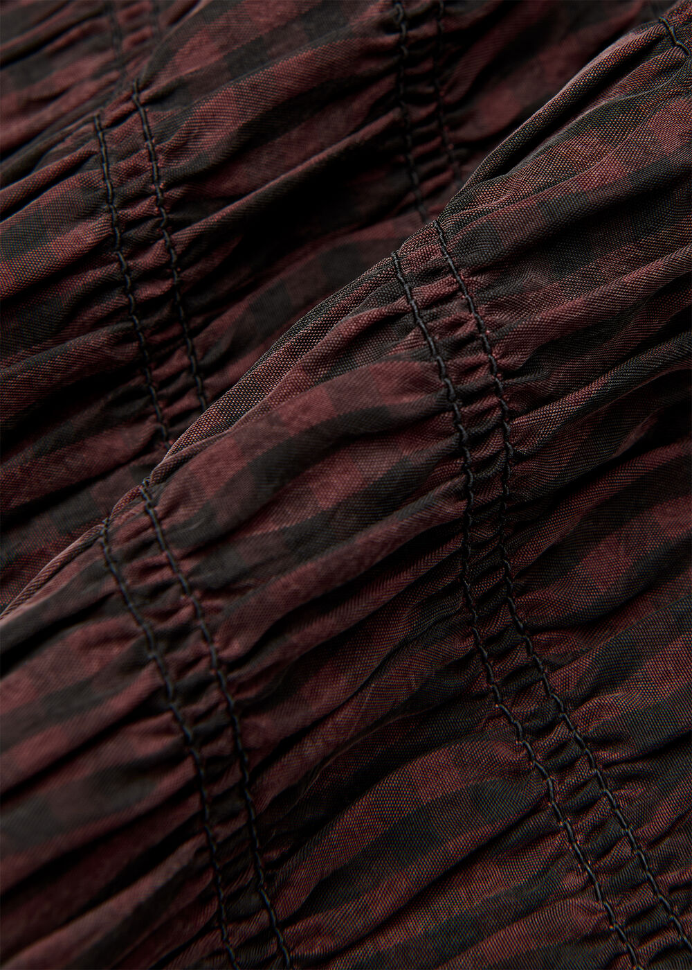 Checked Shirred Dress