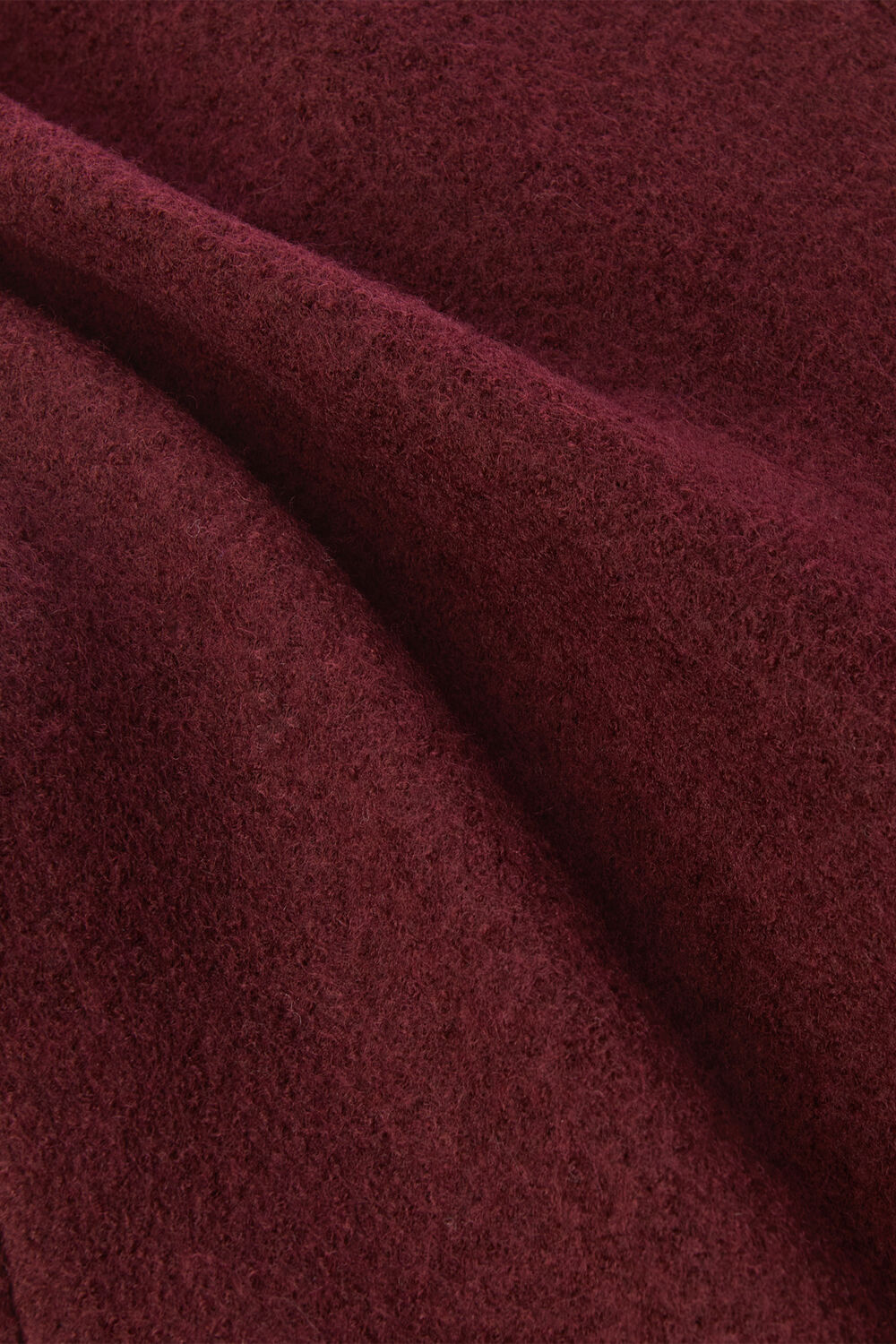 Burgundy Long Belted Wool Coat