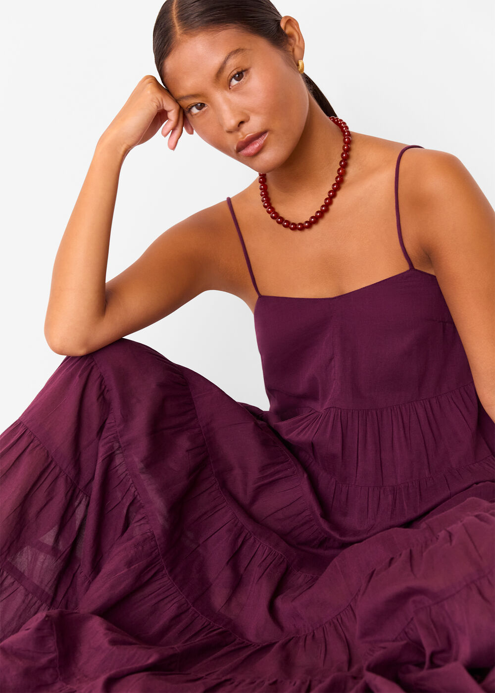 Petite Cotton Tiered Maxi Sun Dress