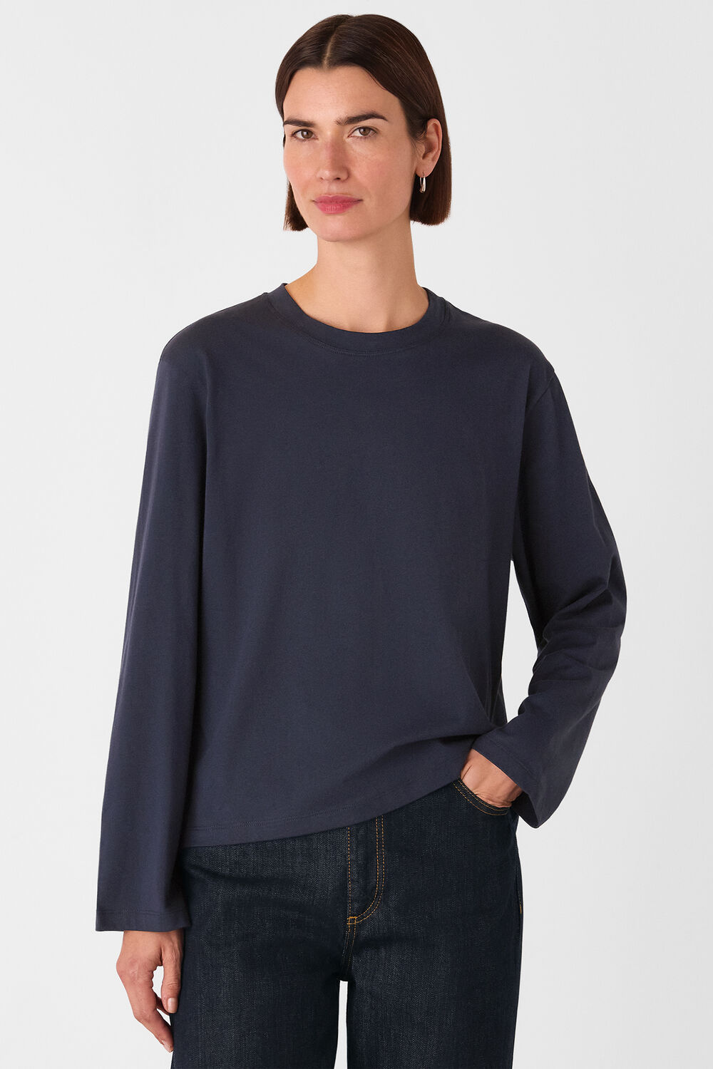 Navy Relaxed Long Sleeve Tee