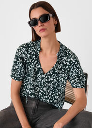 Animal Tie Neck Blouse