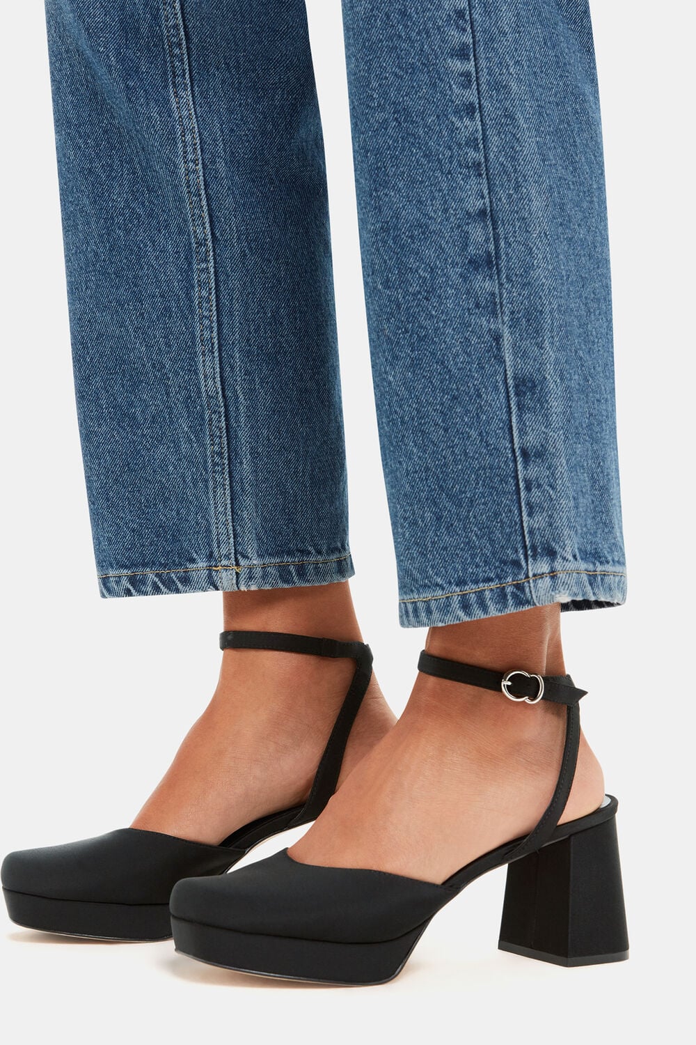 Black Estella Satin Platform Shoe