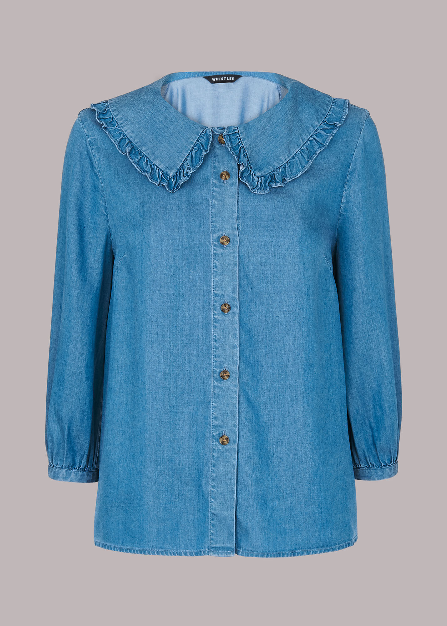 Denim Collar Detail Denim Shirt | WHISTLES | Whistles US |