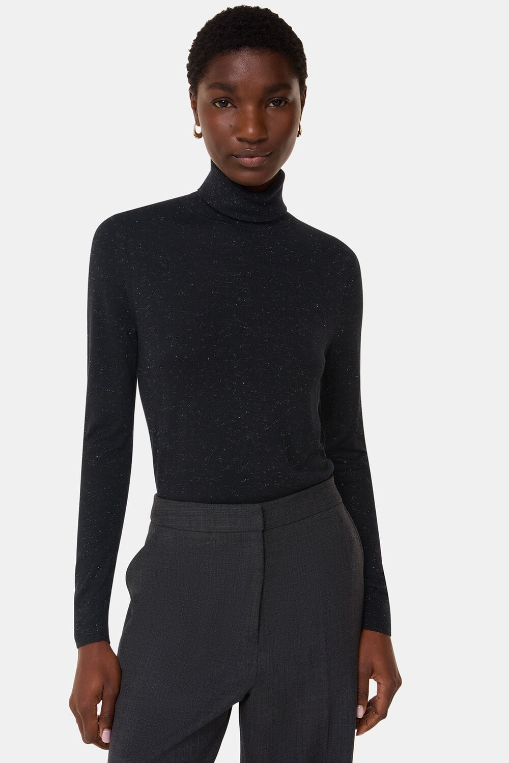 Black Annie Sparkle Roll Neck