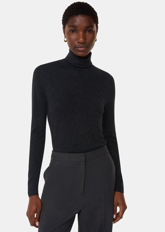 Black Annie Sparkle Roll Neck