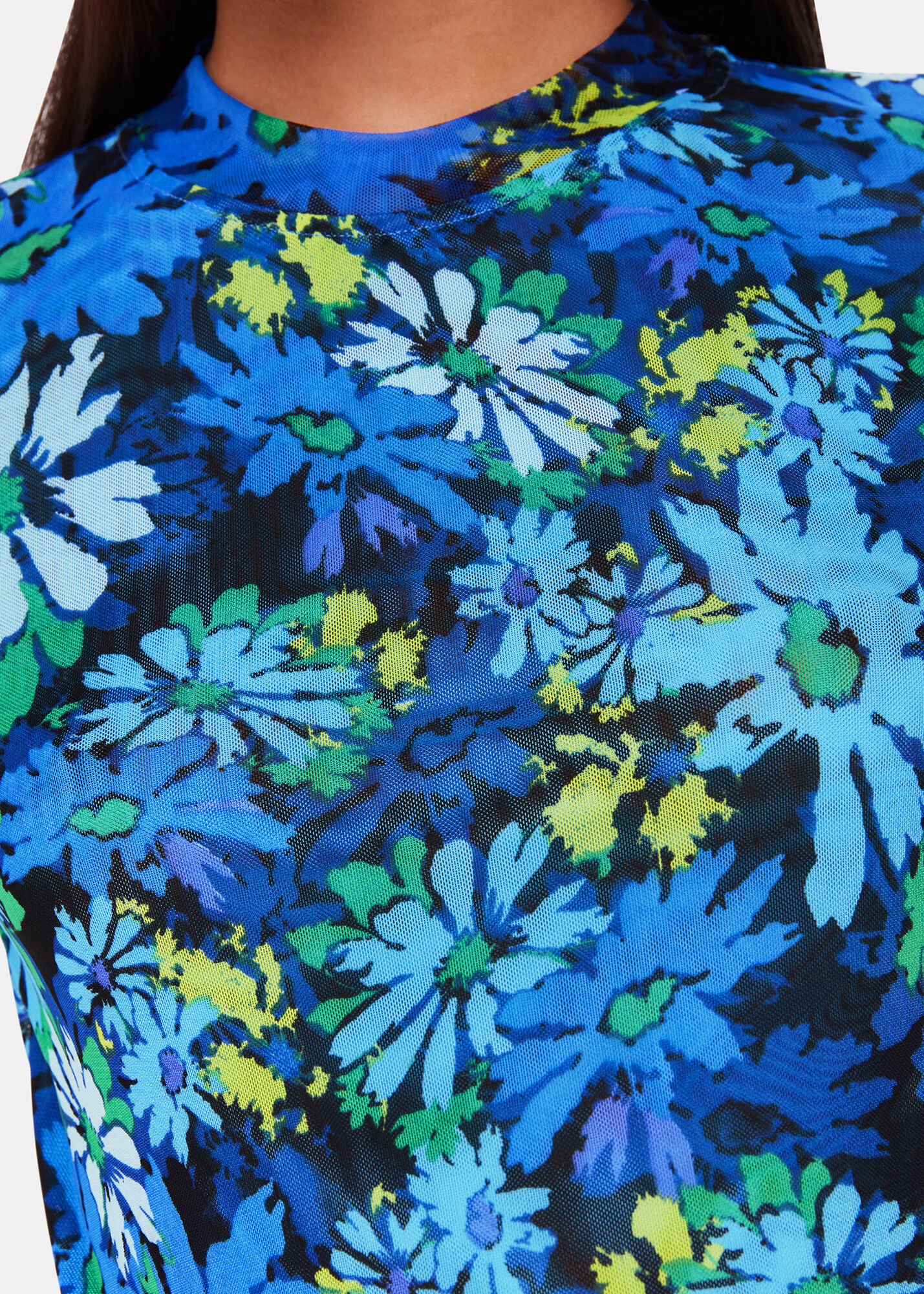 Multicolour Retro Floral Mesh Top