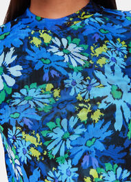 Retro Floral Mesh Top