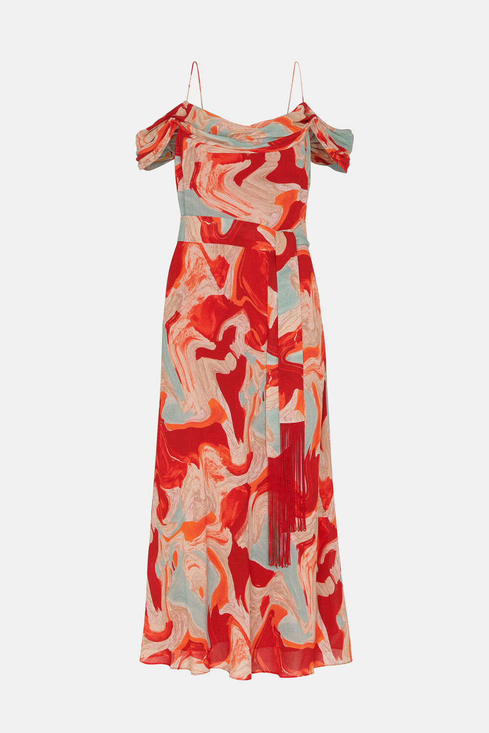 Red Marble Print Dress