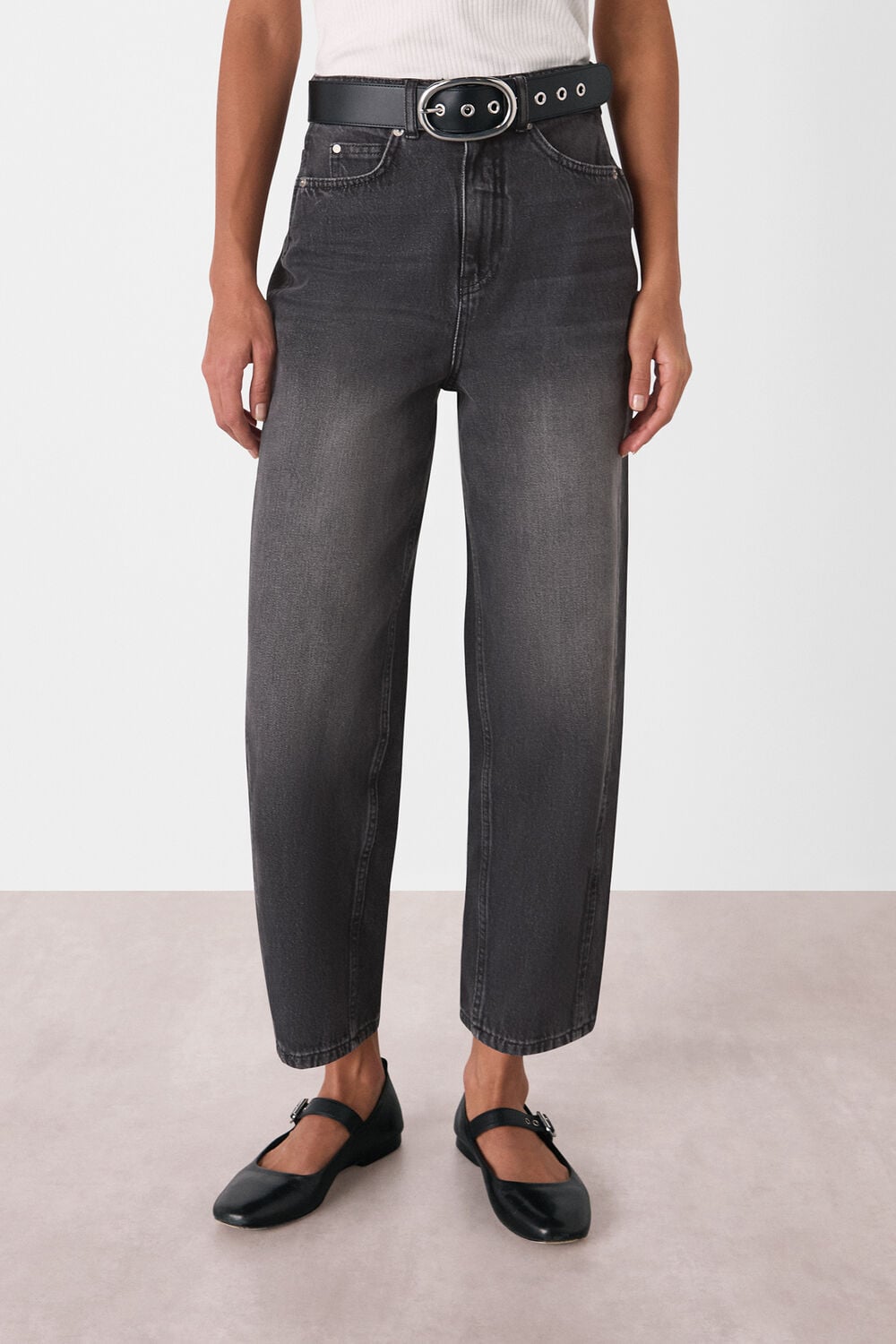 Grey Authentic Barrel Leg Jean