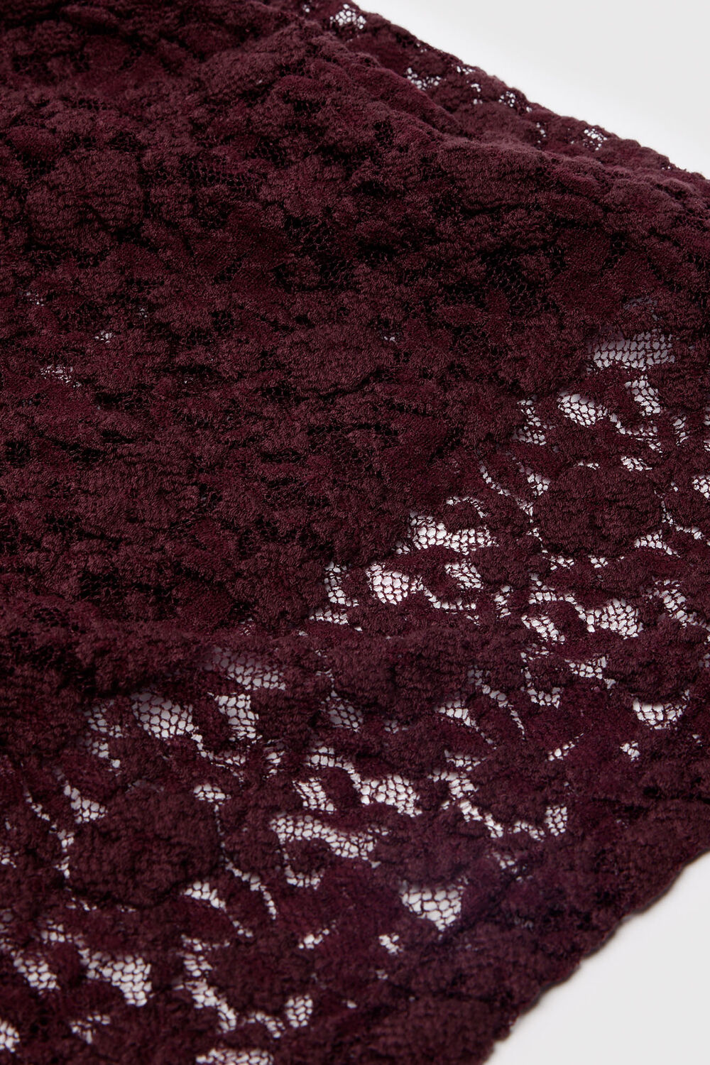 Burgundy Ruched Bodice Lace Dress