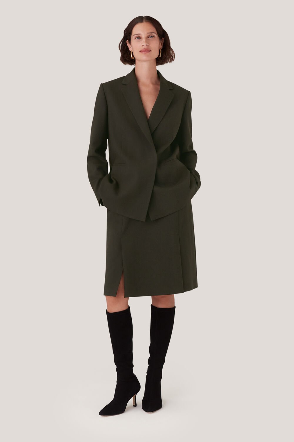 Dark Green Natalie Wool Blend Blazer
