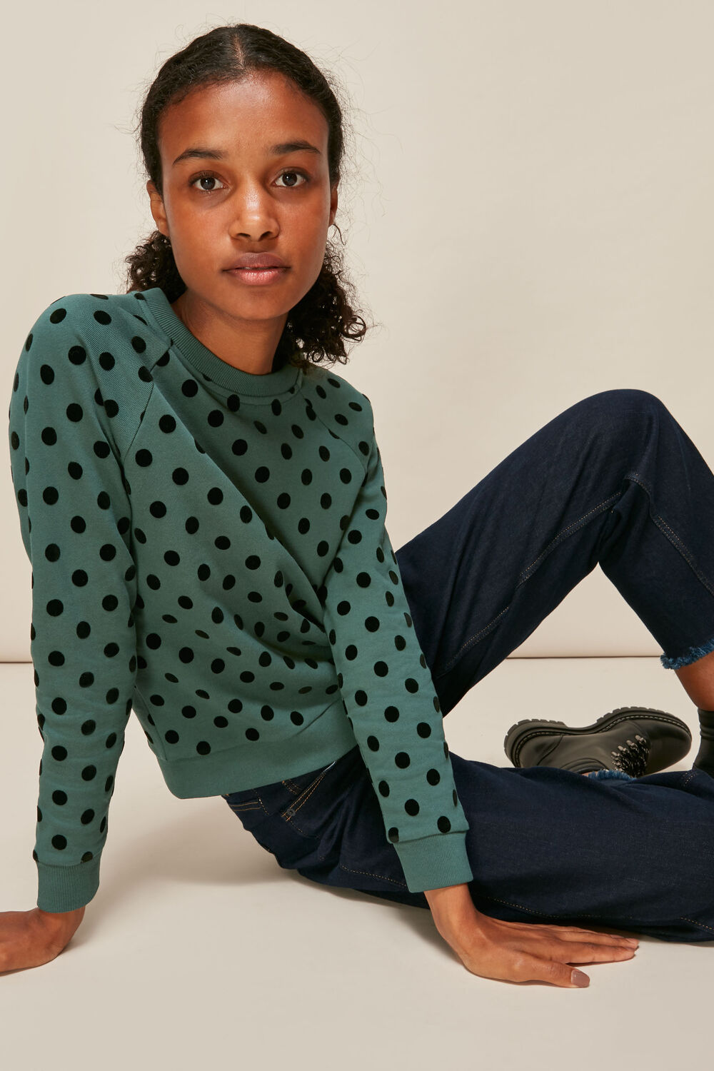 Flocked Spot Sweatshirt