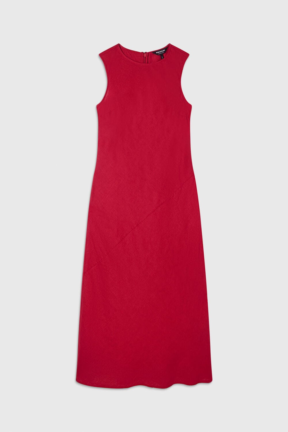 Red Bias Cut Linen Dress