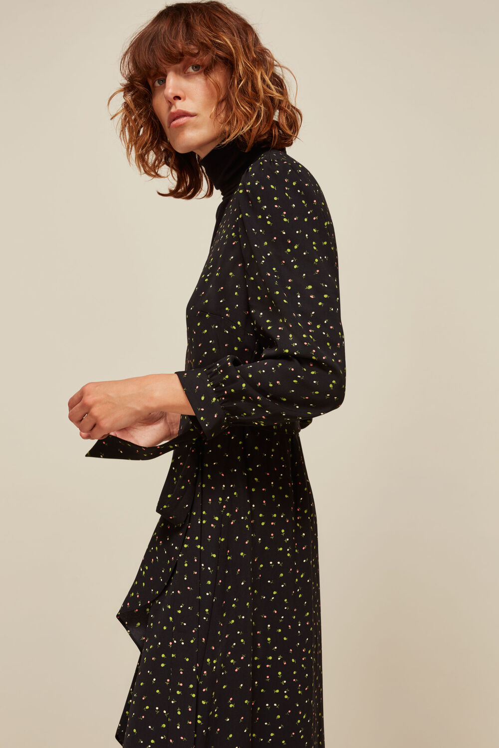 Multicolour Bright Bud Print Wrap Dress