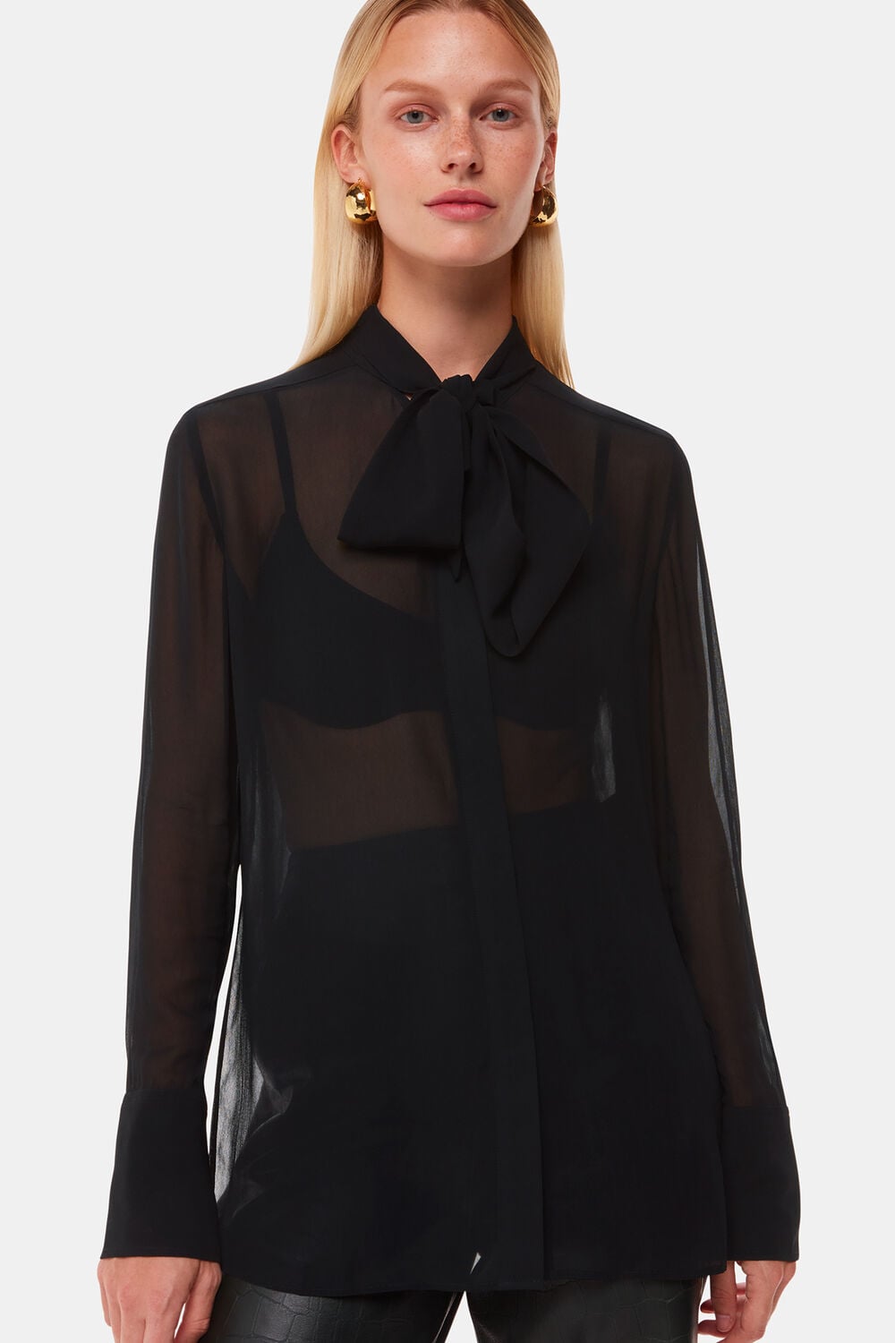 Black Amy Tie Detail Blouse