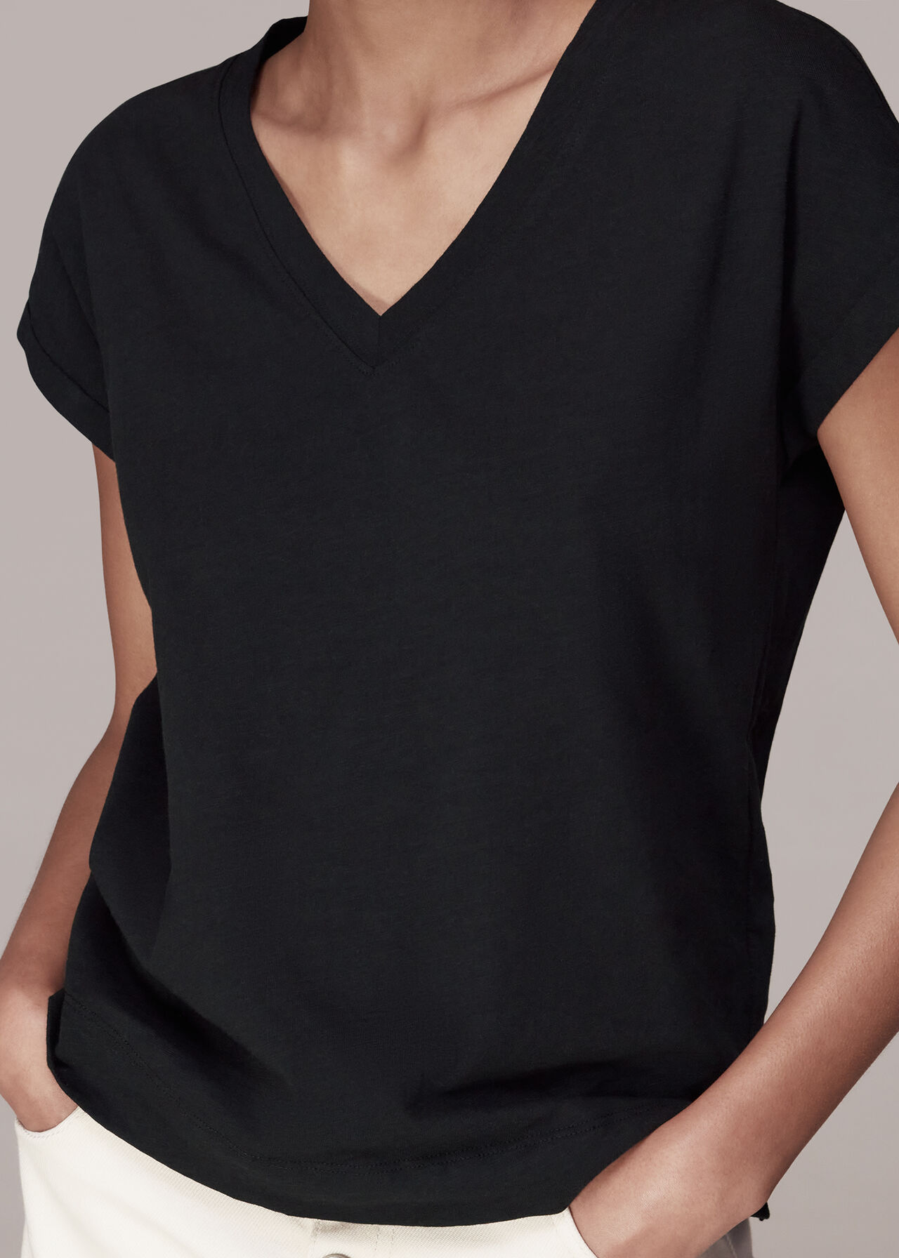 Willa V Neck Cap Sleeve Tee