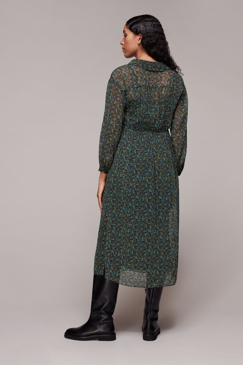 Stitch Floral Print Midi Dress