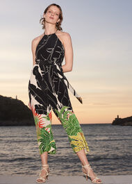 Jungle Leaves Silk Jumpsuit